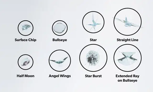 types of glass window repair chips